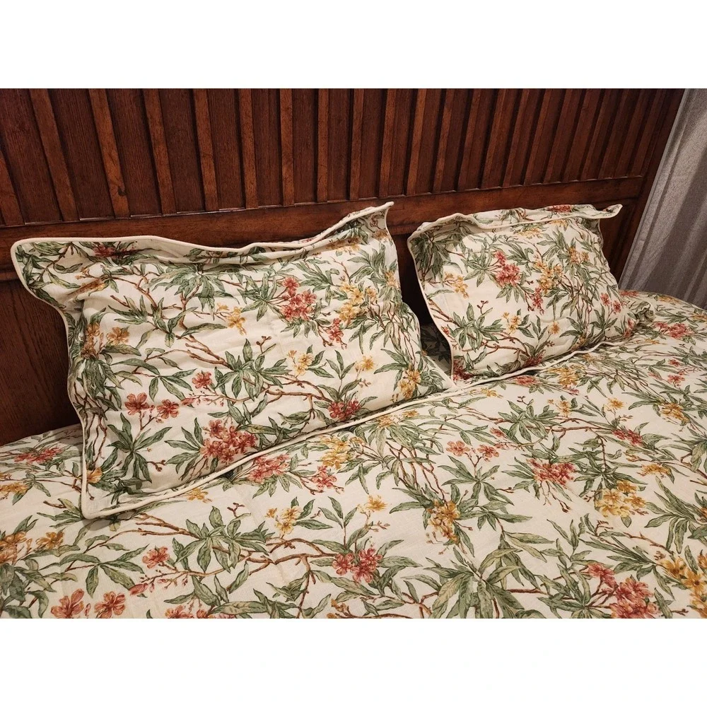 Chaps Ralph Lauren Queen Comforter & 2 Shams Key‎ Biscayne Floral Corded Vintage